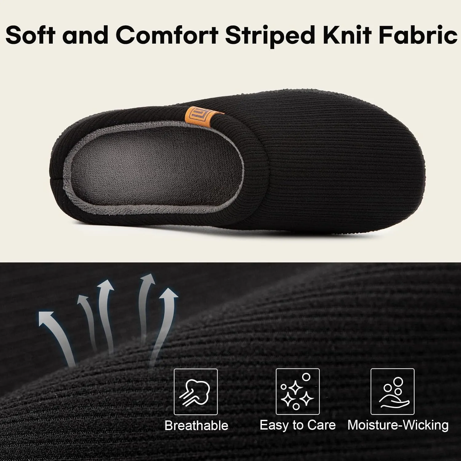 FamilyFairy Womens Slip On Memory Foam Slippers Comfy Knit Bedroom House Shoes for Indoor Outdoor