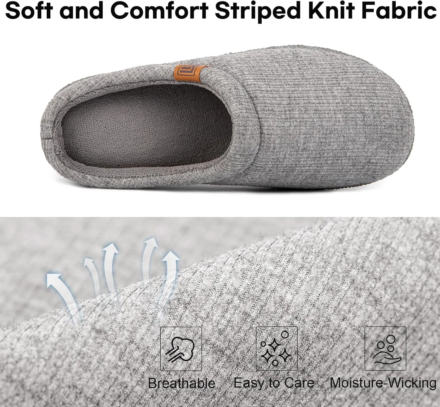 FamilyFairy Womens Slip On Memory Foam Slippers Comfy Knit Bedroom House Shoes for Indoor Outdoor