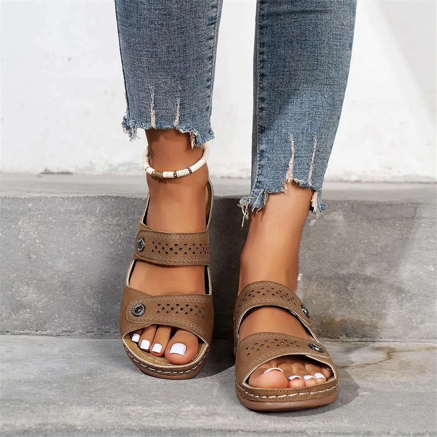 Flat Sandals Women Dressy Comfort Lightweight Platform Recovery Slides Orthopedic Arch Support Sandals