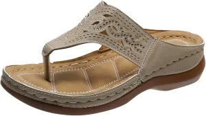 Flip Flops for Women with Arch Support Orthopedic Comfortable Sandals Slip On Open Toe Hollow Summer Beach Slides
