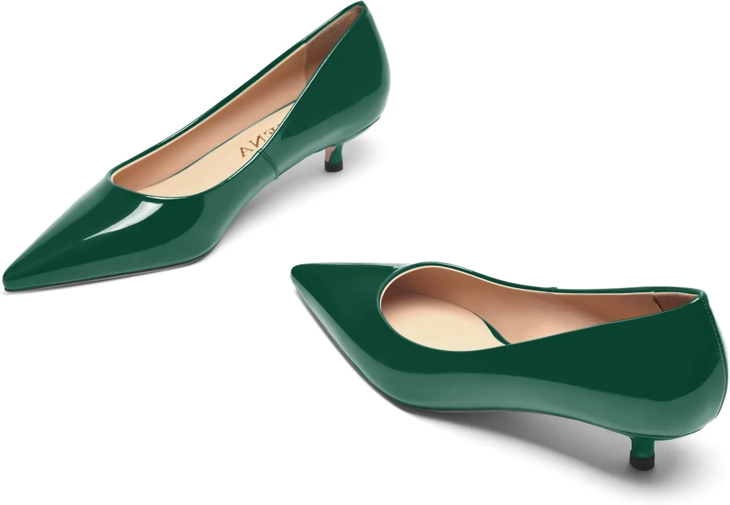 FOGEENA Womens Business Patent Casual Pointed Toe Slip On Kitten Leather Low Heel Pumps Shoes 1.38 Inch