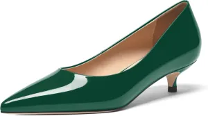 FOGEENA Womens Business Patent Casual Pointed Toe Slip On Kitten Leather Low Heel Pumps Shoes 1.38 Inch
