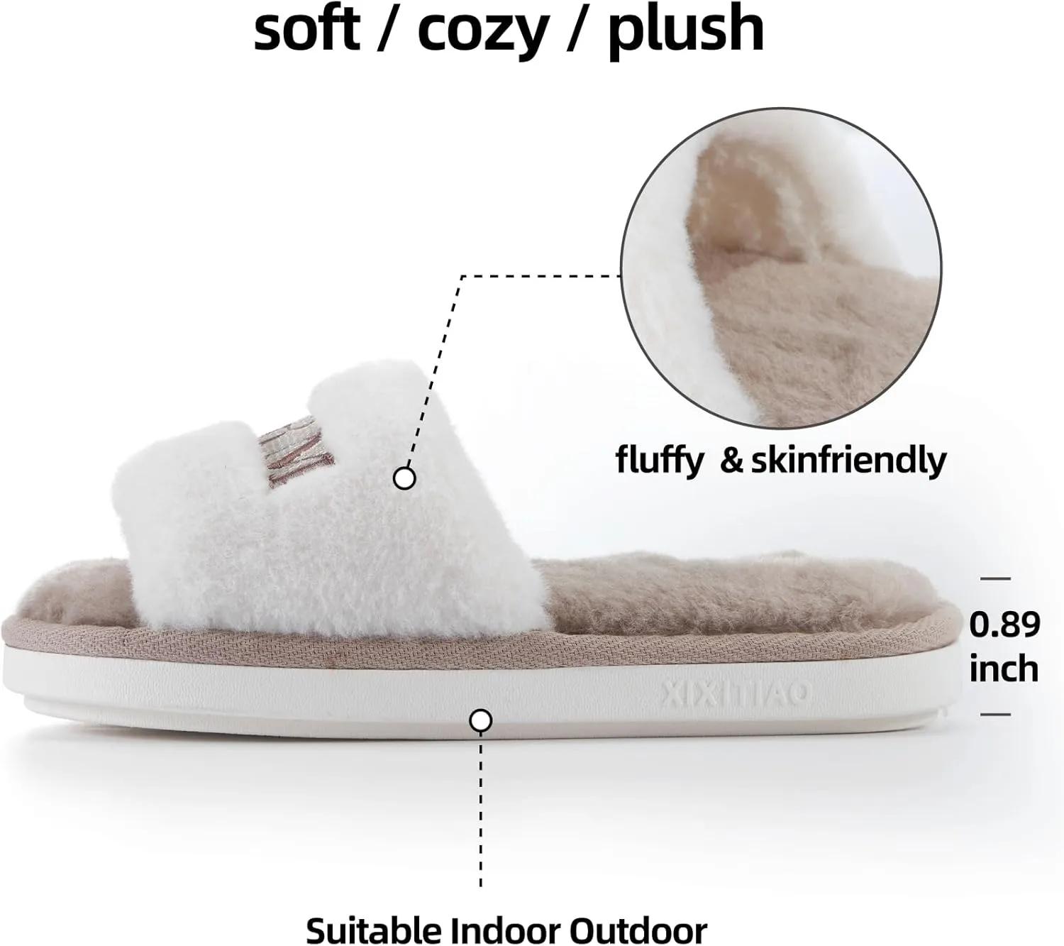Fuzzy House Slippers for Women, Women's Cozy Memory Foam Slippers Indoor Outdoor