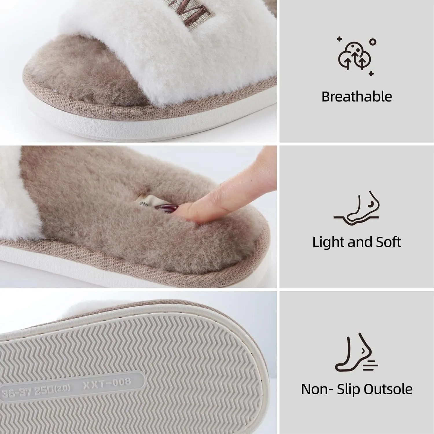 Fuzzy House Slippers for Women, Women's Cozy Memory Foam Slippers Indoor Outdoor