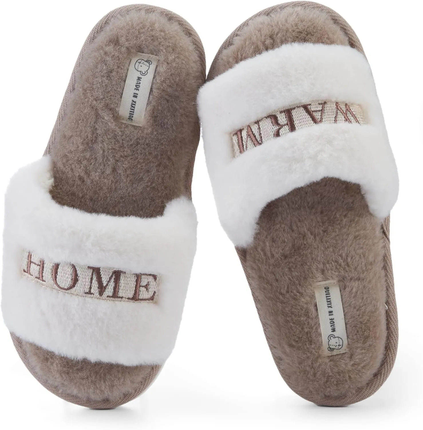 Fuzzy House Slippers for Women, Women's Cozy Memory Foam Slippers Indoor Outdoor