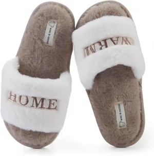 Fuzzy House Slippers for Women, Women's Cozy Memory Foam Slippers Indoor Outdoor