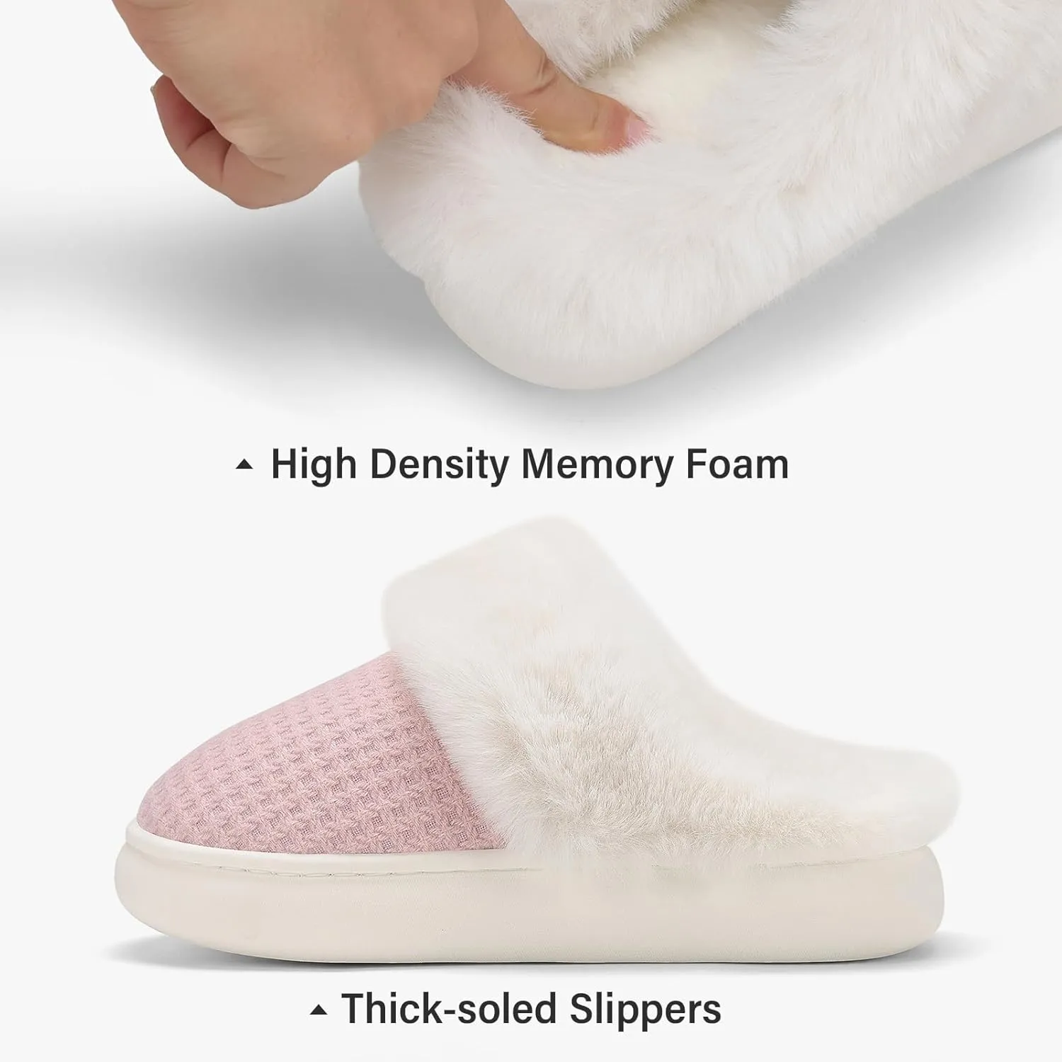 Fuzzy Memory Foam Slippers for Women - Cozy Fleece Lined for Indoor & Outdoor Comfort House Shoes