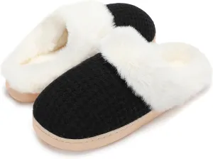 Fuzzy Memory Foam Slippers for Women - Cozy Fleece Lined for Indoor & Outdoor Comfort House Shoes