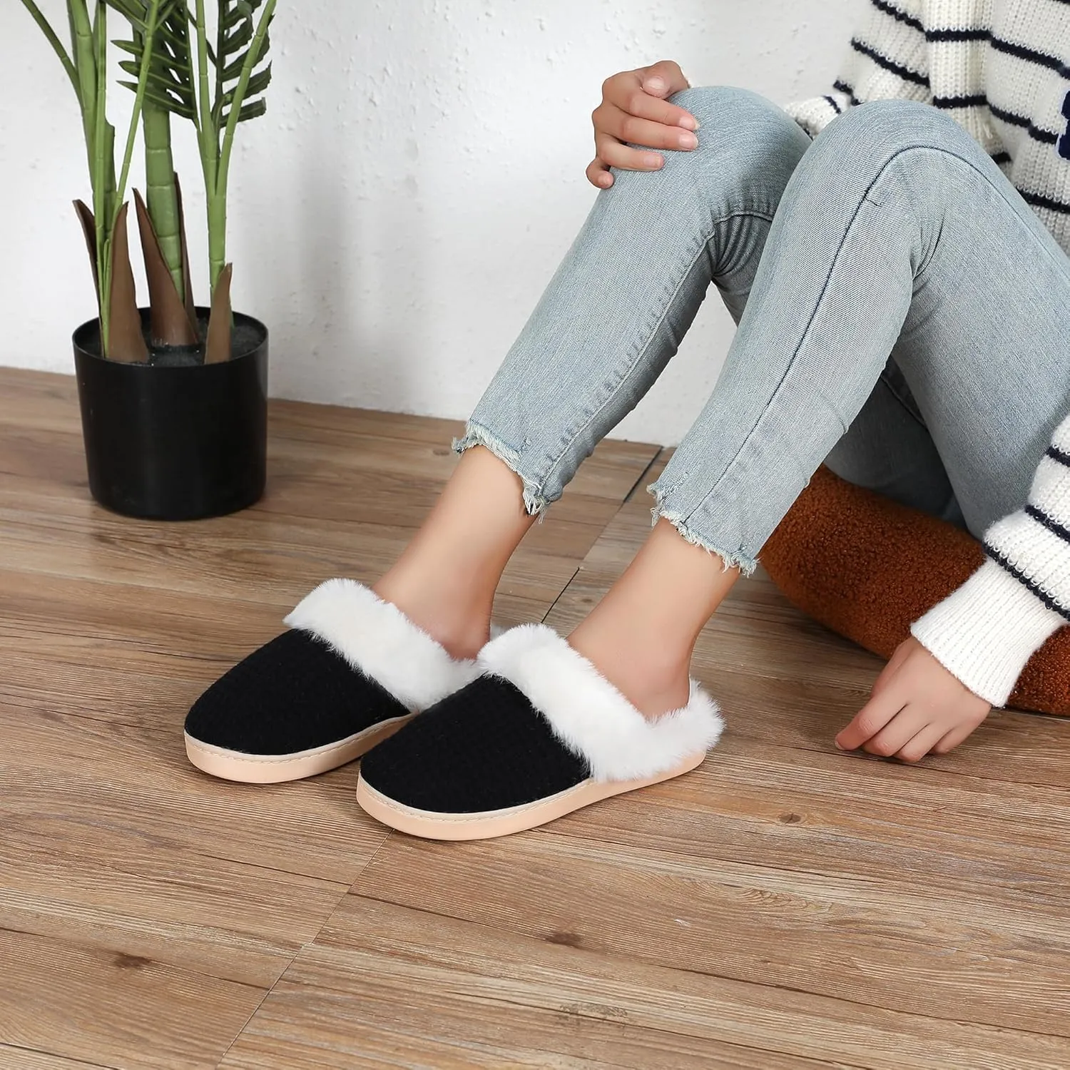 Fuzzy Memory Foam Slippers for Women - Cozy Fleece Lined for Indoor & Outdoor Comfort House Shoes