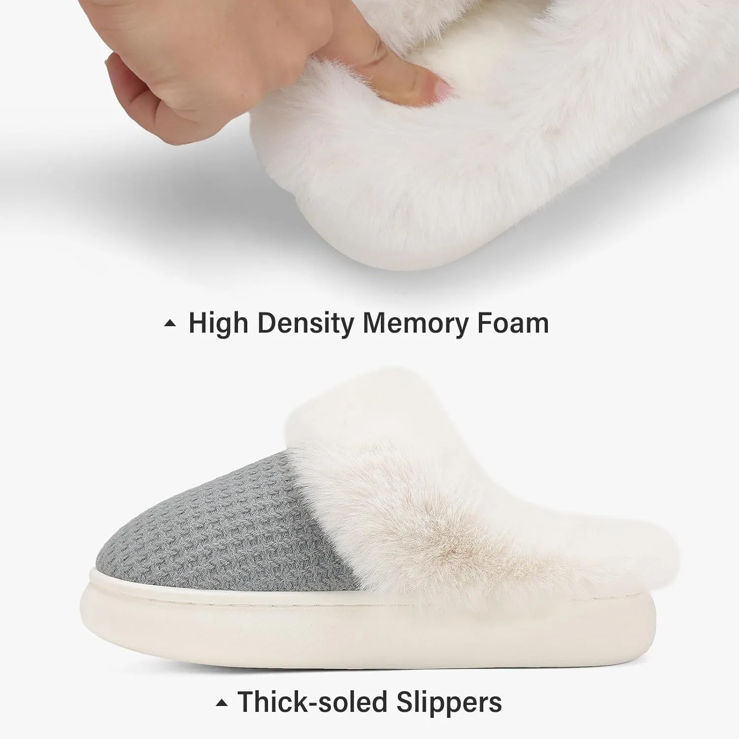 Fuzzy Memory Foam Slippers for Women - Cozy Fleece Lined for Indoor & Outdoor Comfort House Shoes