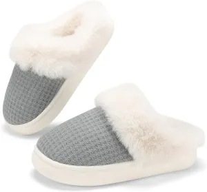 Fuzzy Memory Foam Slippers for Women - Cozy Fleece Lined for Indoor & Outdoor Comfort House Shoes