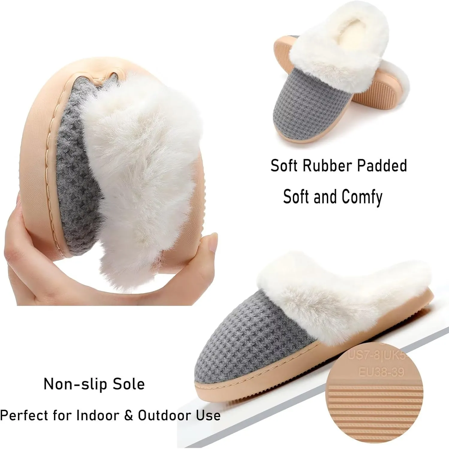 Fuzzy Memory Foam Slippers for Women - Cozy Fleece Lined for Indoor & Outdoor Comfort House Shoes