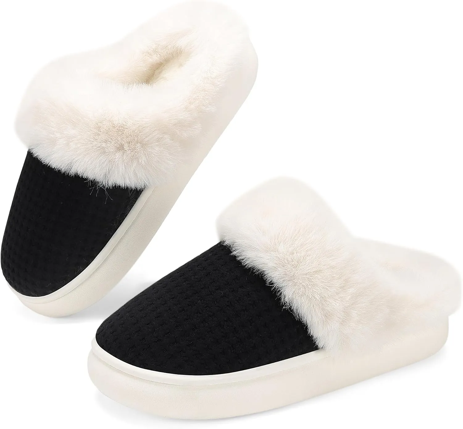 Fuzzy Memory Foam Slippers for Women - Cozy Fleece Lined for Indoor & Outdoor Comfort House Shoes