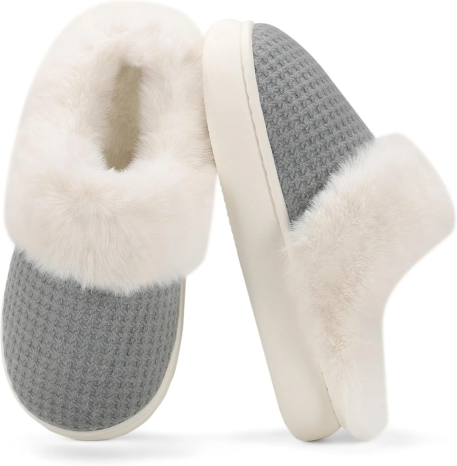Fuzzy Memory Foam Slippers for Women - Cozy Fleece Lined for Indoor & Outdoor Comfort House Shoes