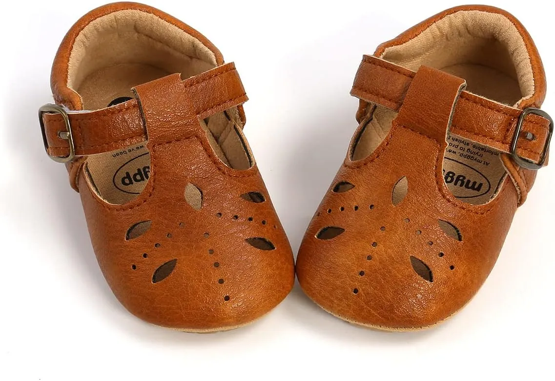 GAISUMMI Baby Girls Shoes Infant Hollowed Style Mary Jane Flats Non-Slip Soft Sole Sandals Toddler First Walkers