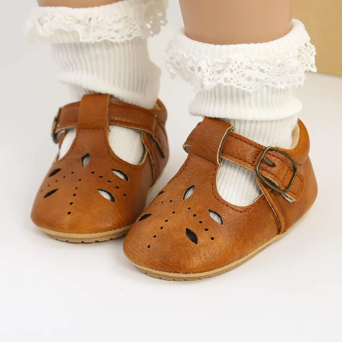 GAISUMMI Baby Girls Shoes Infant Hollowed Style Mary Jane Flats Non-Slip Soft Sole Sandals Toddler First Walkers