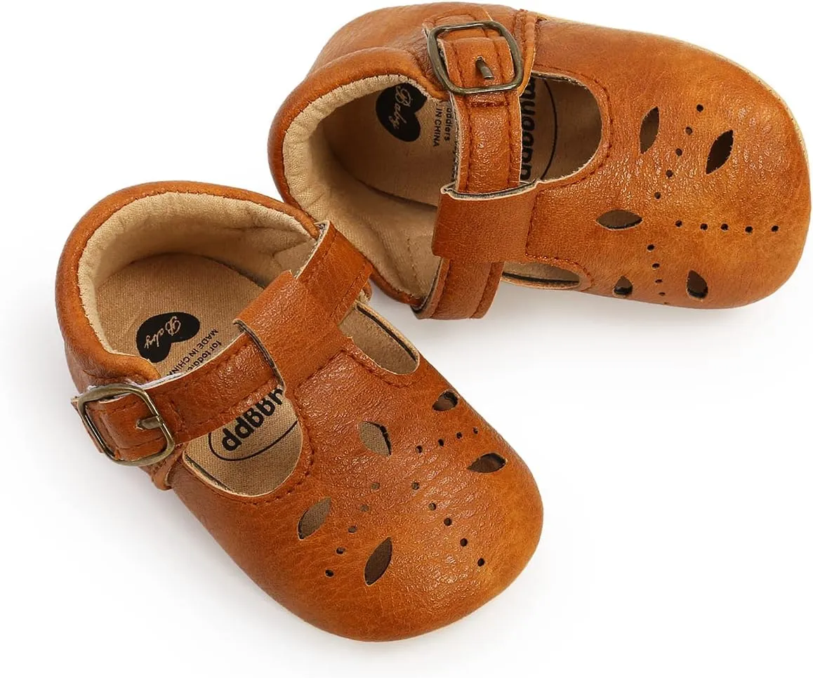 GAISUMMI Baby Girls Shoes Infant Hollowed Style Mary Jane Flats Non-Slip Soft Sole Sandals Toddler First Walkers