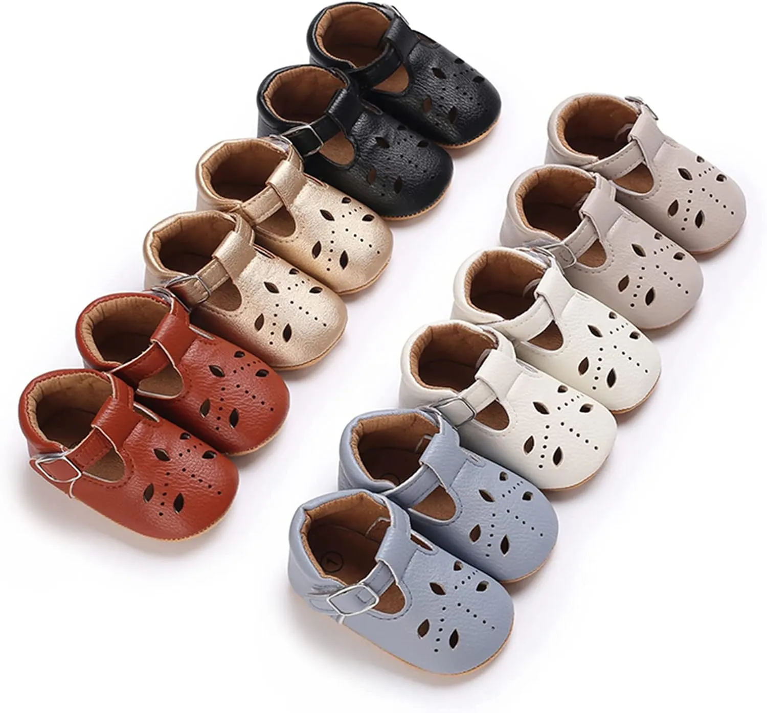 GAISUMMI Baby Girls Shoes Infant Hollowed Style Mary Jane Flats Non-Slip Soft Sole Sandals Toddler First Walkers