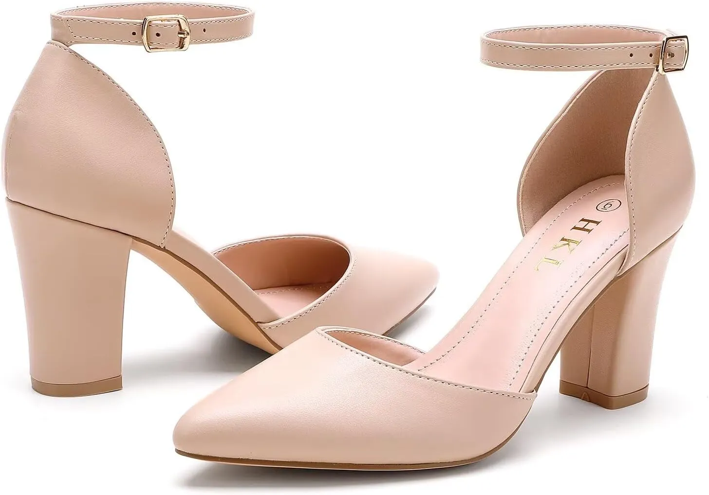 HKL Women's Closed Toe Pointed Heels Pumps