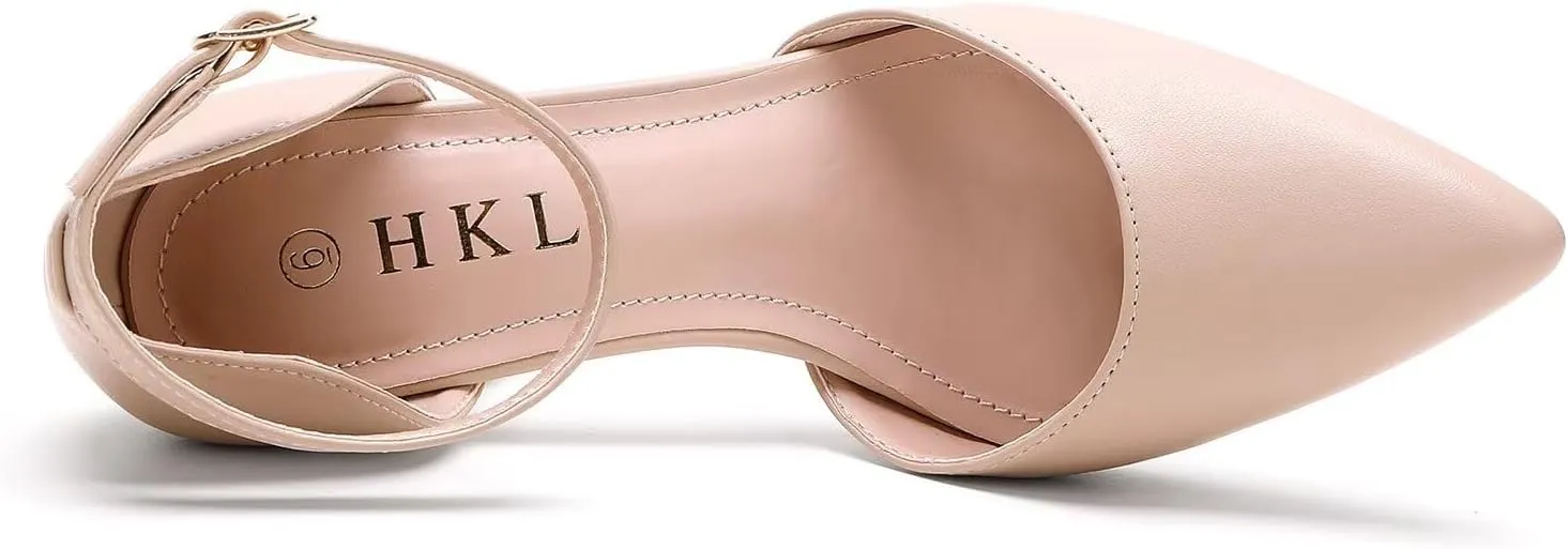 HKL Women's Closed Toe Pointed Heels Pumps