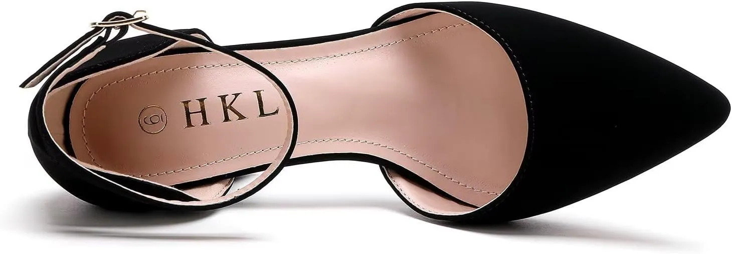 HKL Women's Closed Toe Pointed Heels Pumps