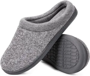 HomeTop Women's Knit Memory Foam Slippers Warm Soft House Shoes with Anti-slip Sole