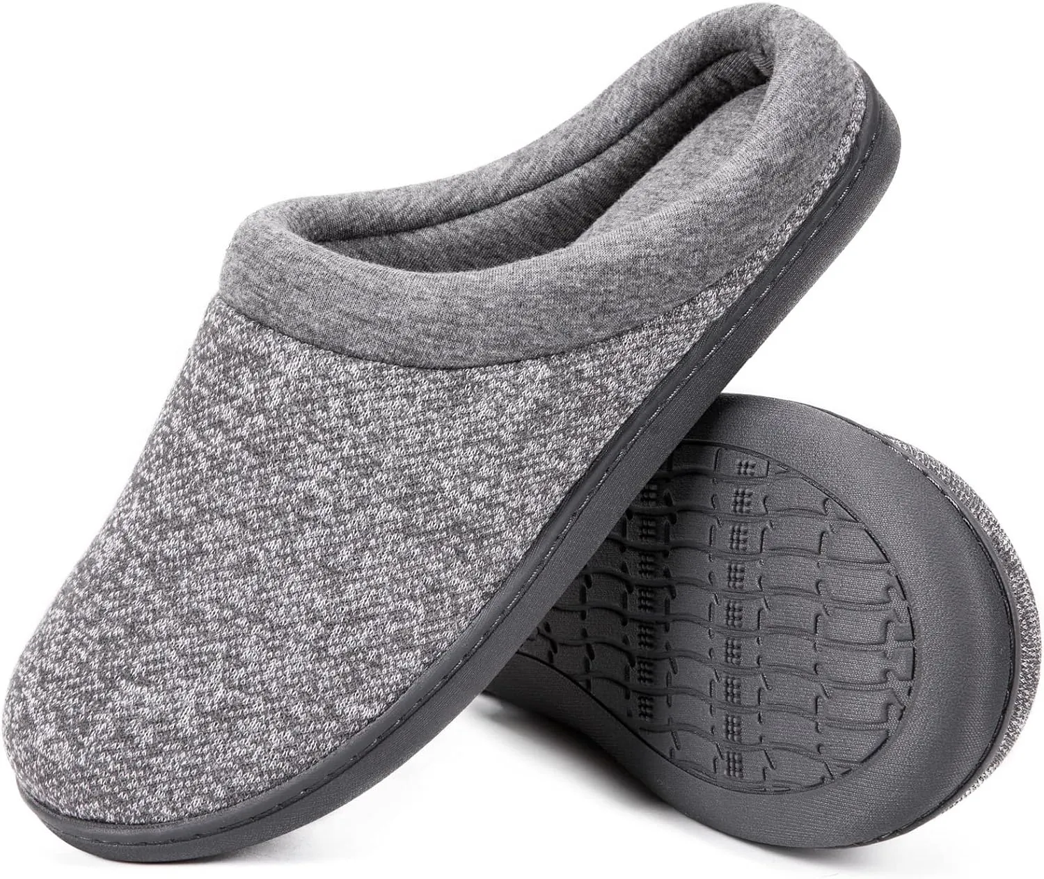 HomeTop Women's Knit Memory Foam Slippers Warm Soft House Shoes with Anti-slip Sole