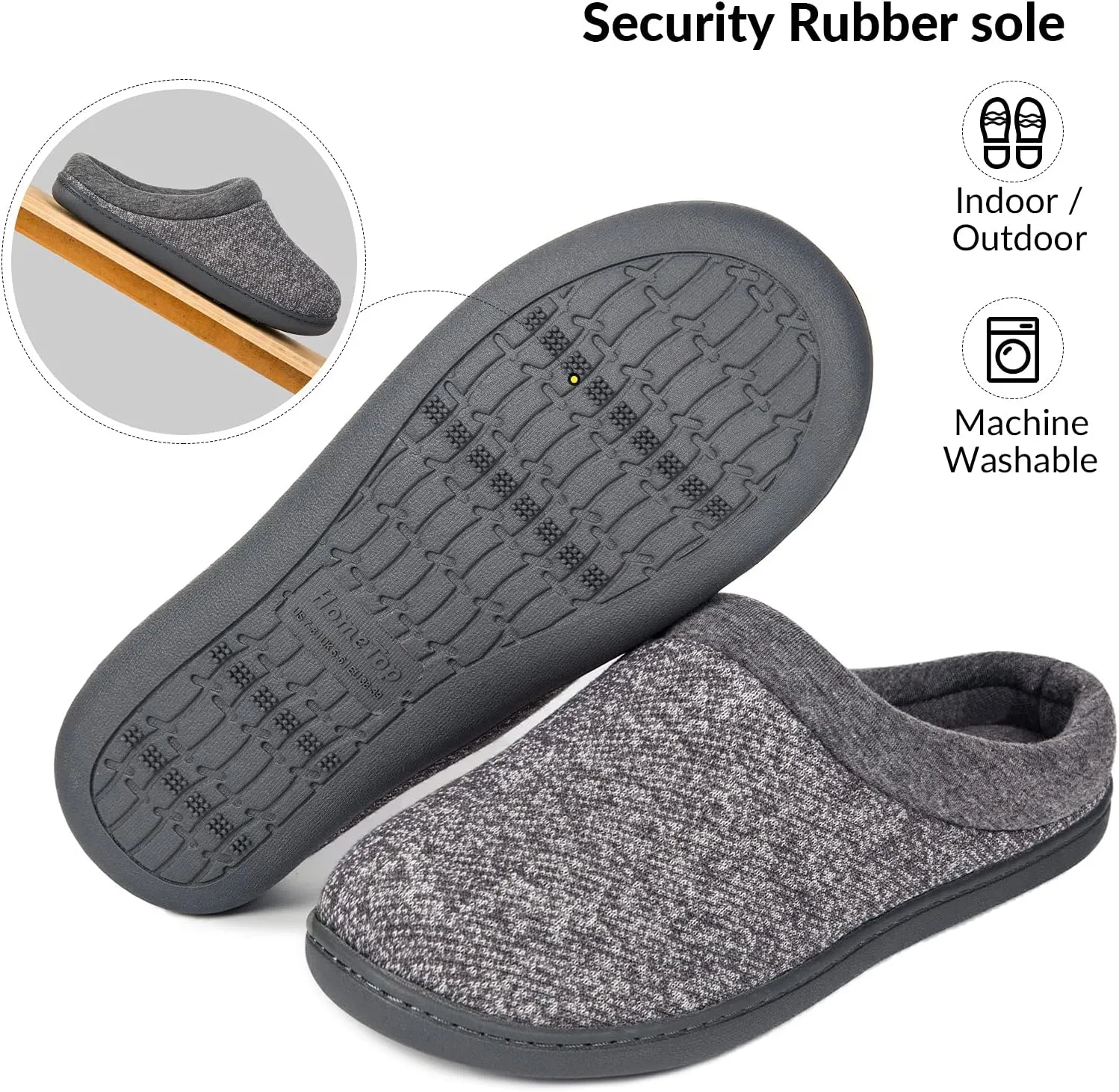 HomeTop Women's Knit Memory Foam Slippers Warm Soft House Shoes with Anti-slip Sole