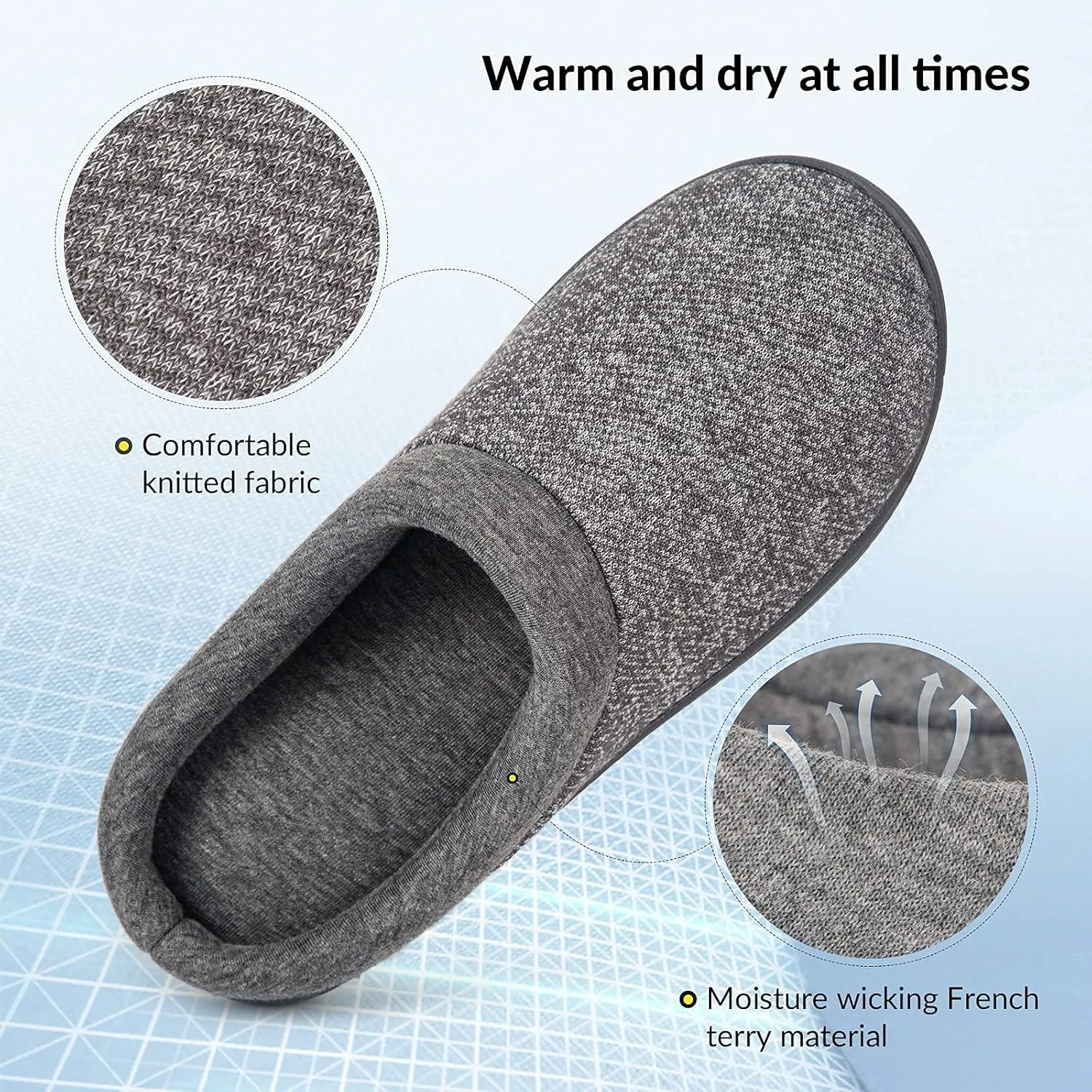 HomeTop Women's Knit Memory Foam Slippers Warm Soft House Shoes with Anti-slip Sole