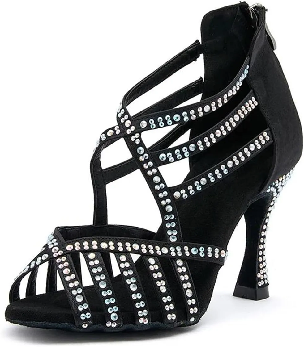 Ladies Soft Sole Sandals - Tango Salsa Ballroom Dance Heels (8.5CM/3.35")