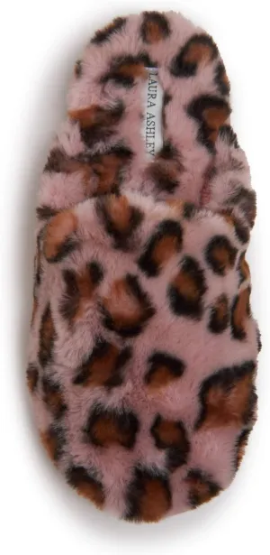 Laura Ashley Ladies All Over Plush W/Memory Foam Slippers