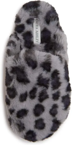Laura Ashley Ladies All Over Plush W/Memory Foam Slippers
