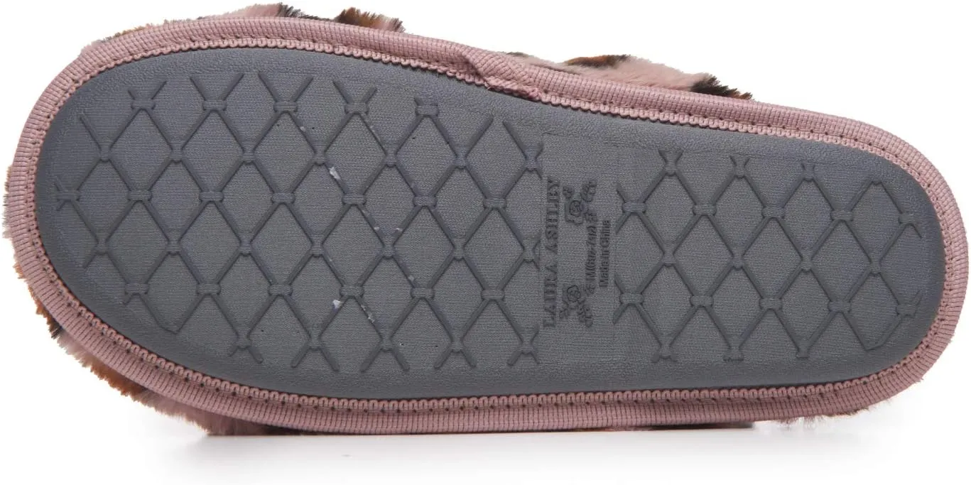 Laura Ashley Ladies All Over Plush W/Memory Foam Slippers