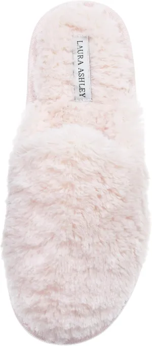 Laura Ashley Ladies All Over Plush W/Memory Foam Slippers