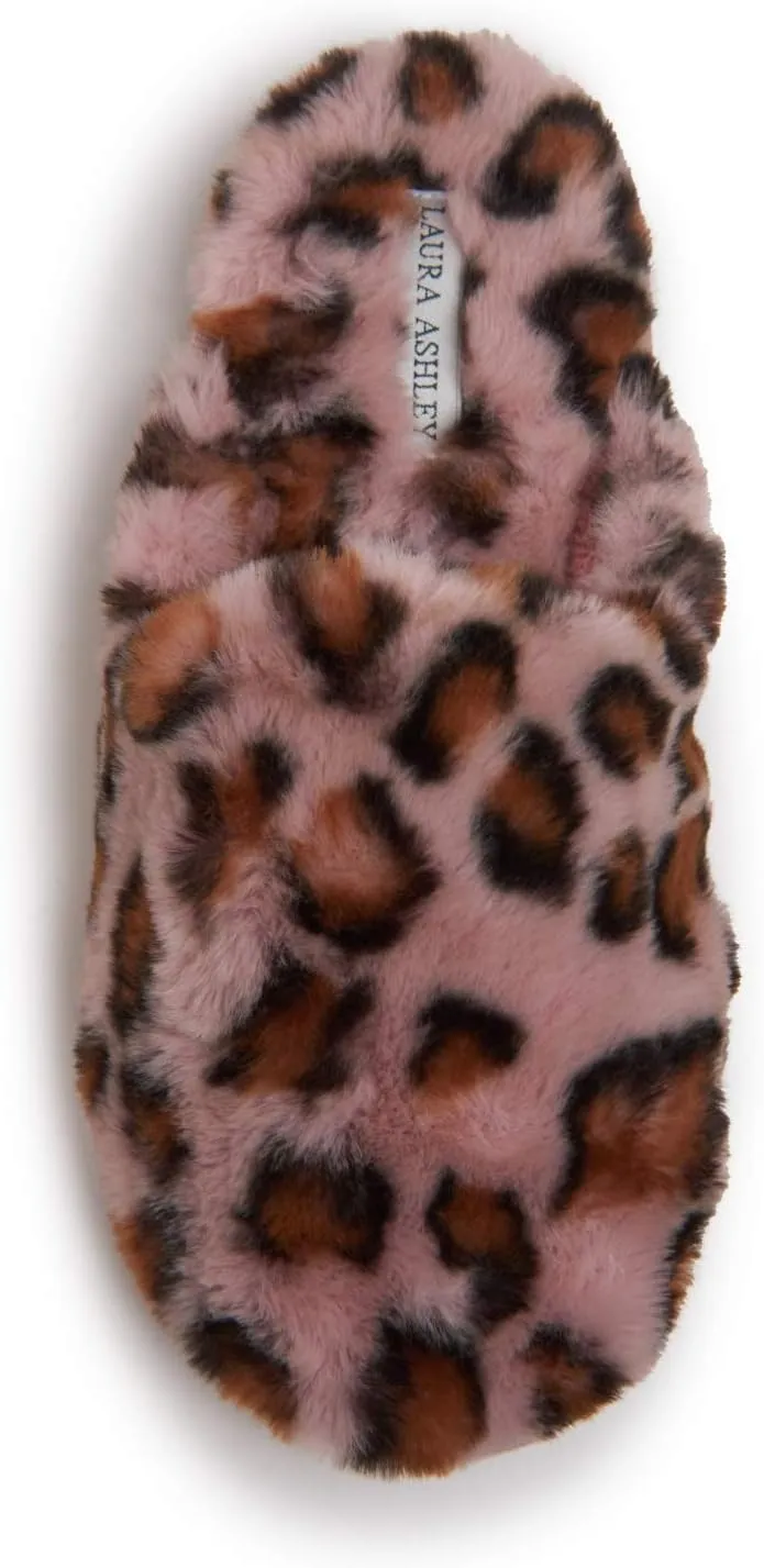 Laura Ashley Ladies All Over Plush W/Memory Foam Slippers