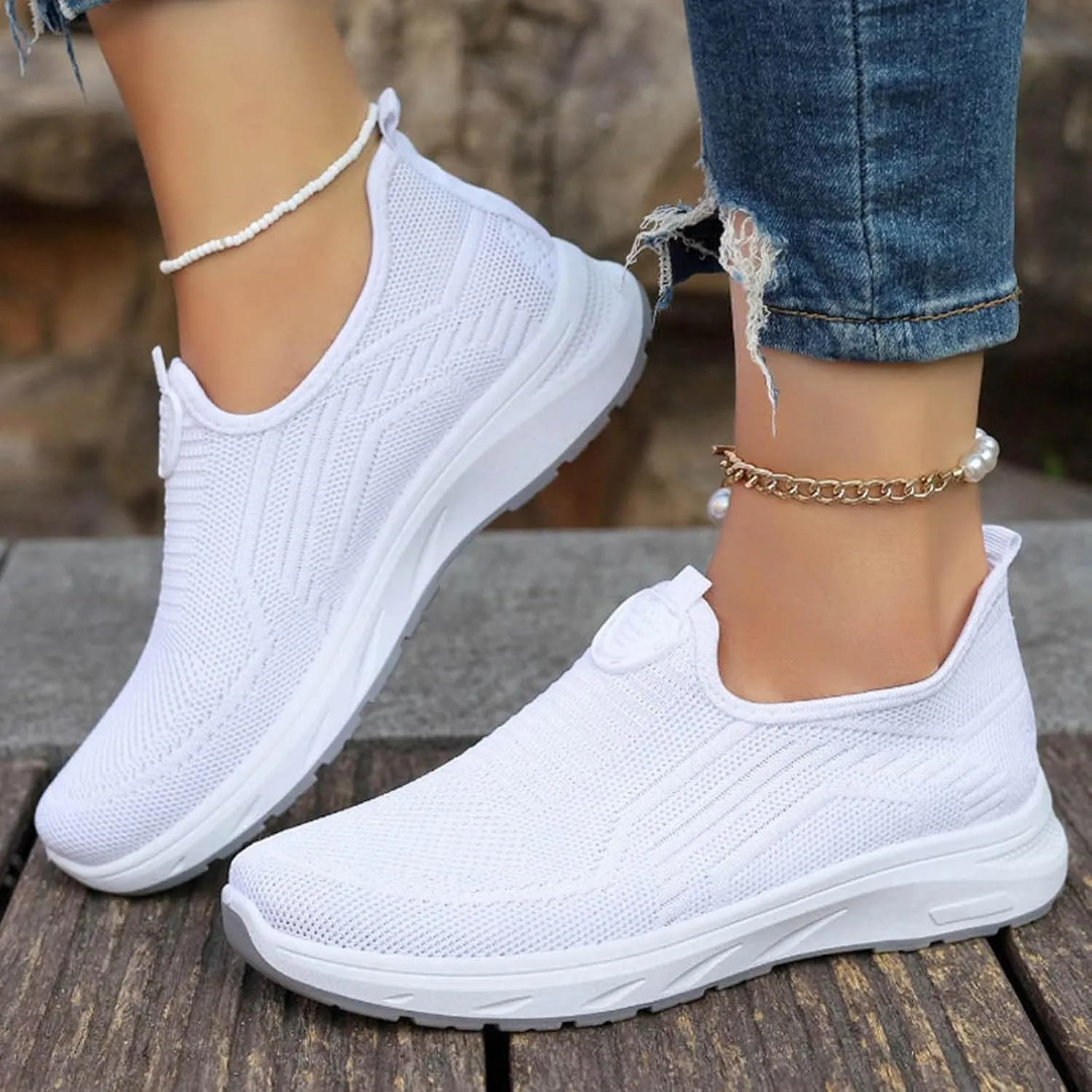 Lightweight Nursing Shoes for Women Slip on Orthopaedic Walking Sneakers Classic Athletic Skateboard Sneakers