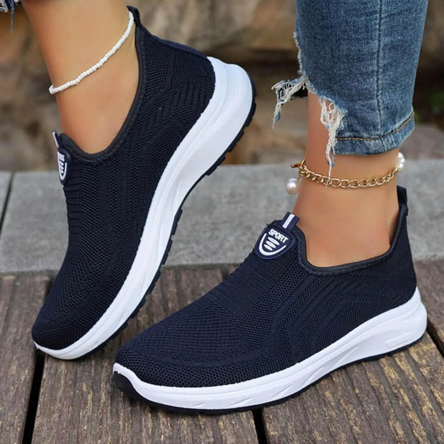 Lightweight Nursing Shoes for Women Slip on Orthopaedic Walking Sneakers Classic Athletic Skateboard Sneakers