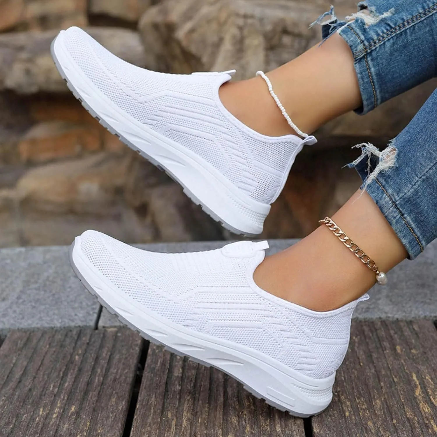 Lightweight Nursing Shoes for Women Slip on Orthopaedic Walking Sneakers Classic Athletic Skateboard Sneakers