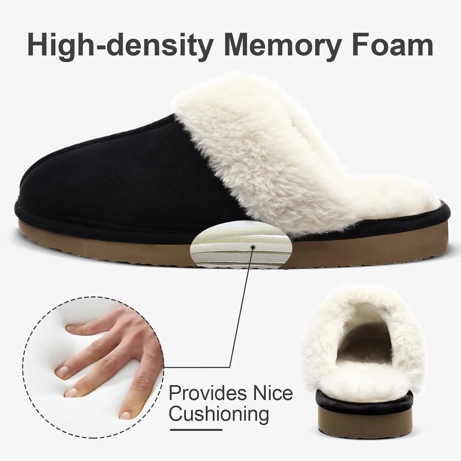 Litfun Women's Fuzzy Memory Foam Slippers Fluffy Winter House Shoes Indoor and Outdoor