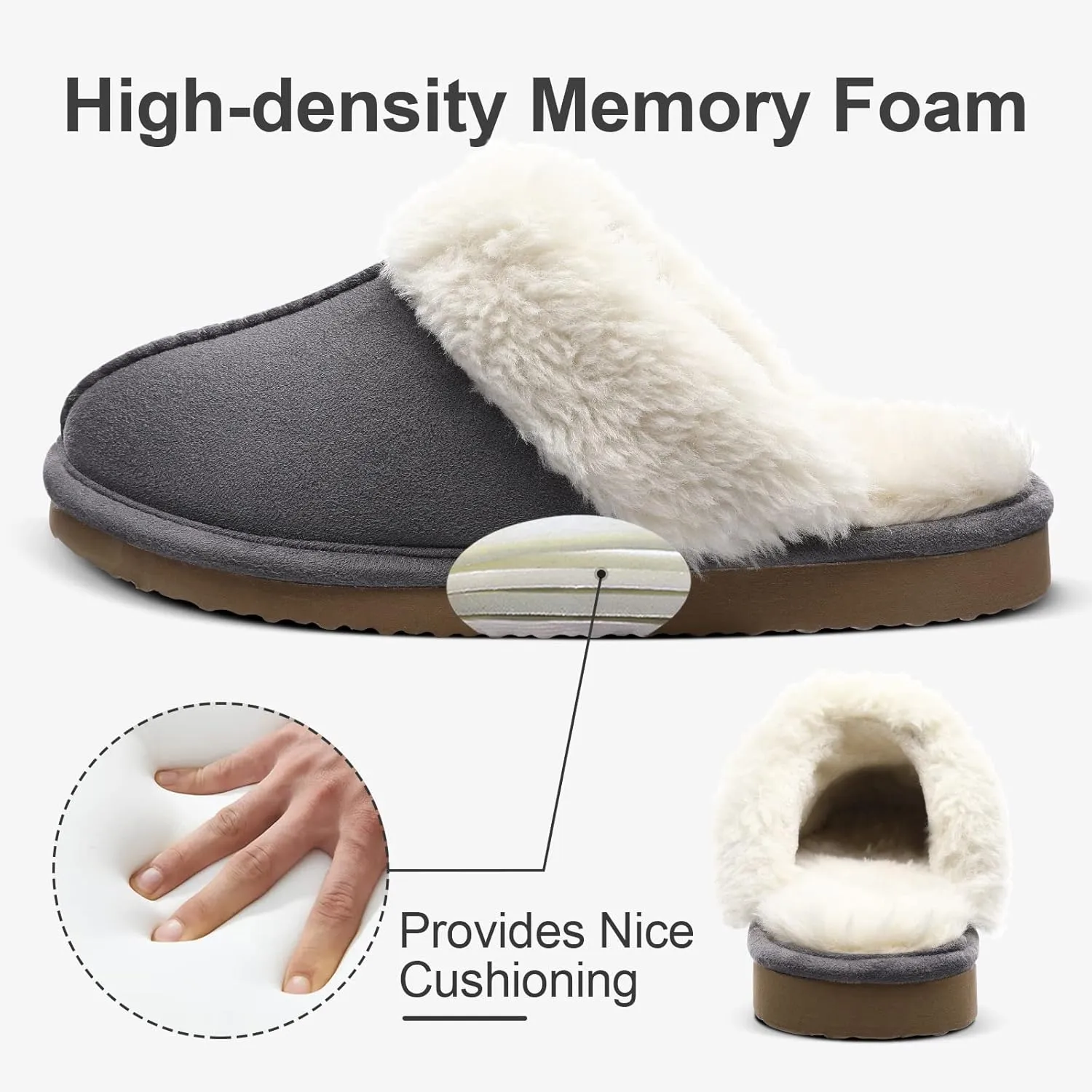 Litfun Women's Fuzzy Memory Foam Slippers Fluffy Winter House Shoes Indoor and Outdoor