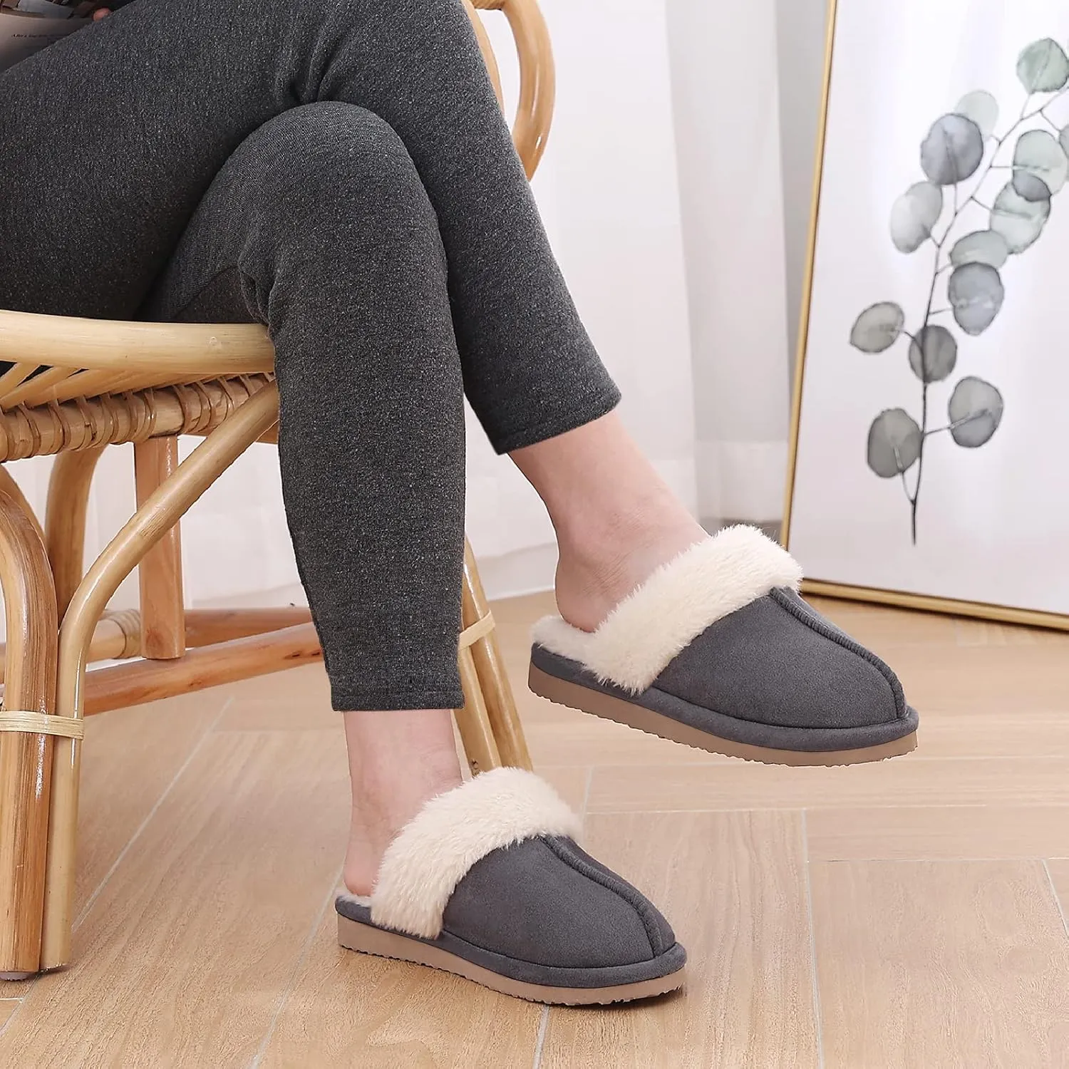 Litfun Women's Fuzzy Memory Foam Slippers Fluffy Winter House Shoes Indoor and Outdoor