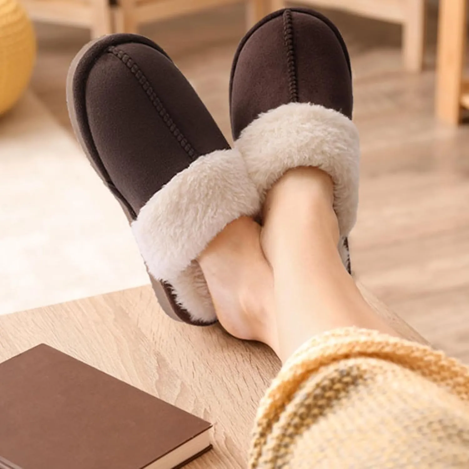 Litfun Women's Fuzzy Memory Foam Slippers Fluffy Winter House Shoes Indoor and Outdoor