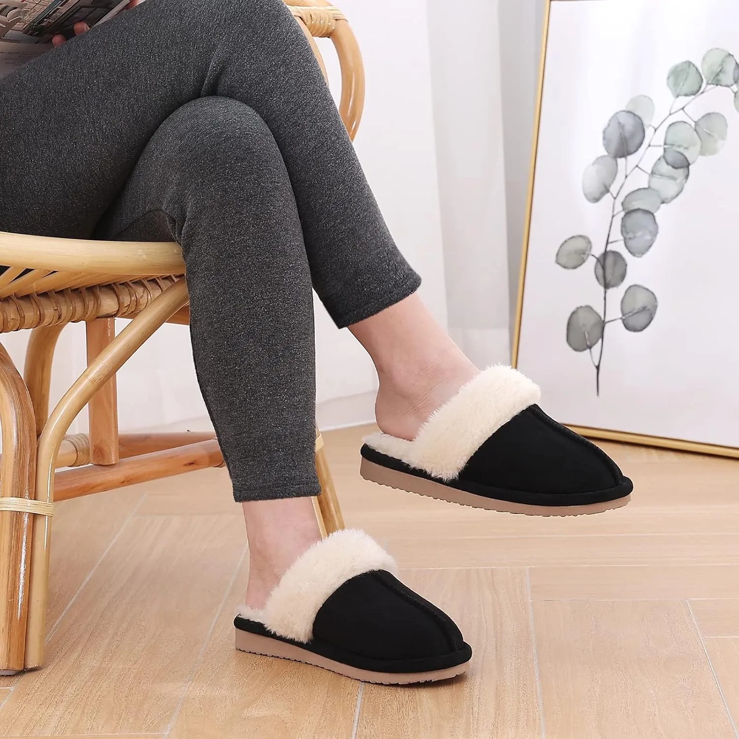 Litfun Women's Fuzzy Memory Foam Slippers Fluffy Winter House Shoes Indoor and Outdoor
