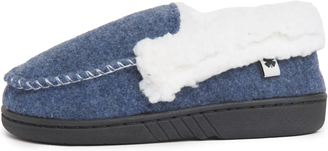 Lucky Brand Boy's Faux Wool A-line House Shoes for Kids, Memory Foam Slippers