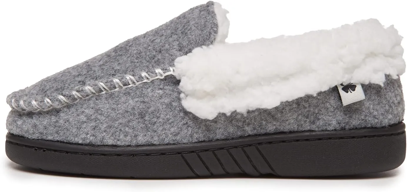 Lucky Brand Boy's Faux Wool A-line House Shoes for Kids, Memory Foam Slippers