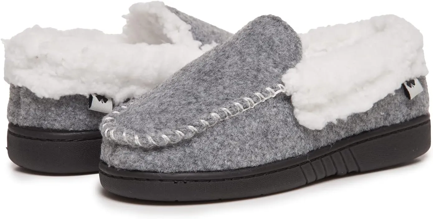 Lucky Brand Boy's Faux Wool A-line House Shoes for Kids, Memory Foam Slippers