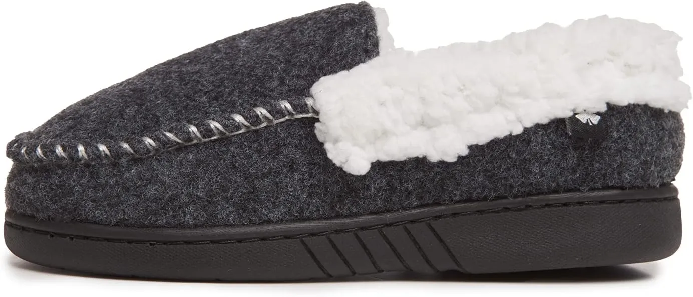 Lucky Brand Boy's Faux Wool A-line House Shoes for Kids, Memory Foam Slippers