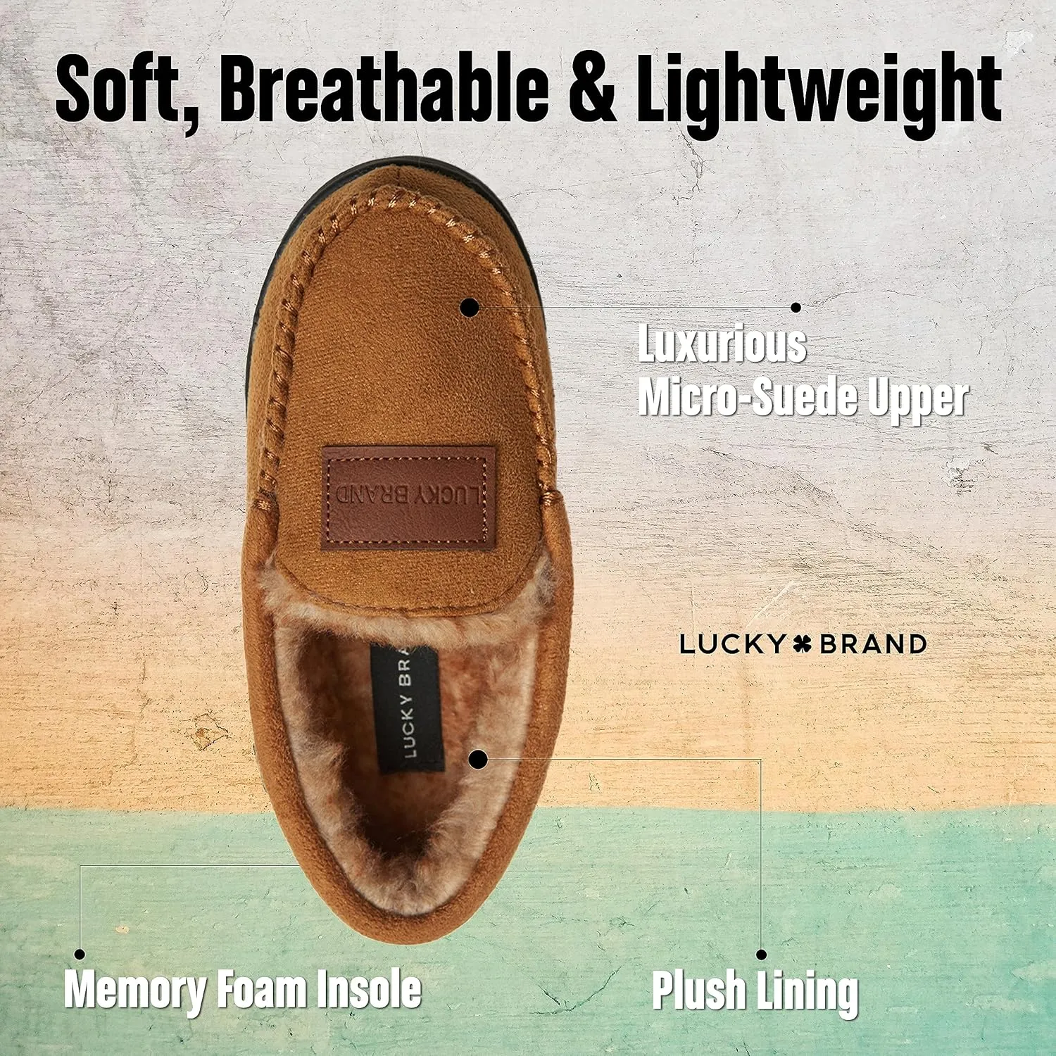 Lucky Brand Boy's Faux Wool A-line House Shoes for Kids, Memory Foam Slippers