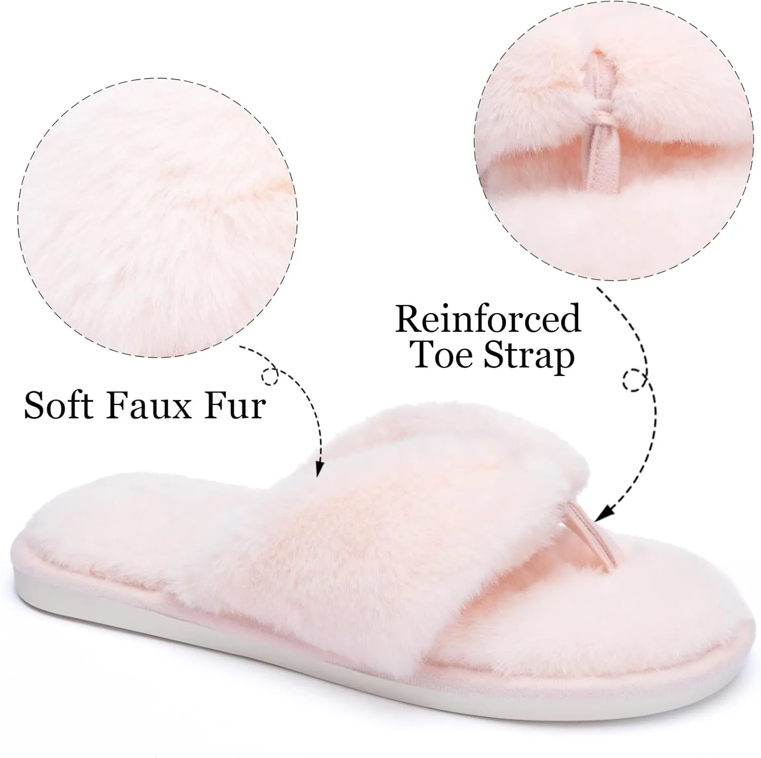 MAXTOP Fluffy House Slippers for Women Open Toe Cute Memory Foam Flip Flop Slippers Indoor Outdoor Soft Slides Shoes