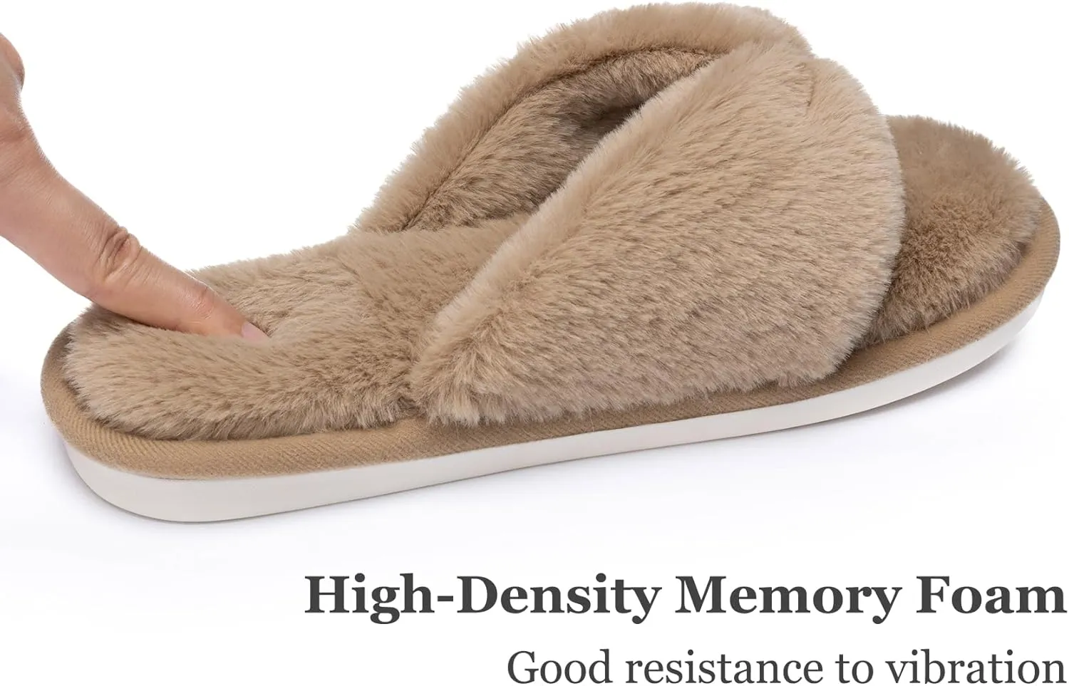MAXTOP Fluffy House Slippers for Women Open Toe Cute Memory Foam Flip Flop Slippers Indoor Outdoor Soft Slides Shoes
